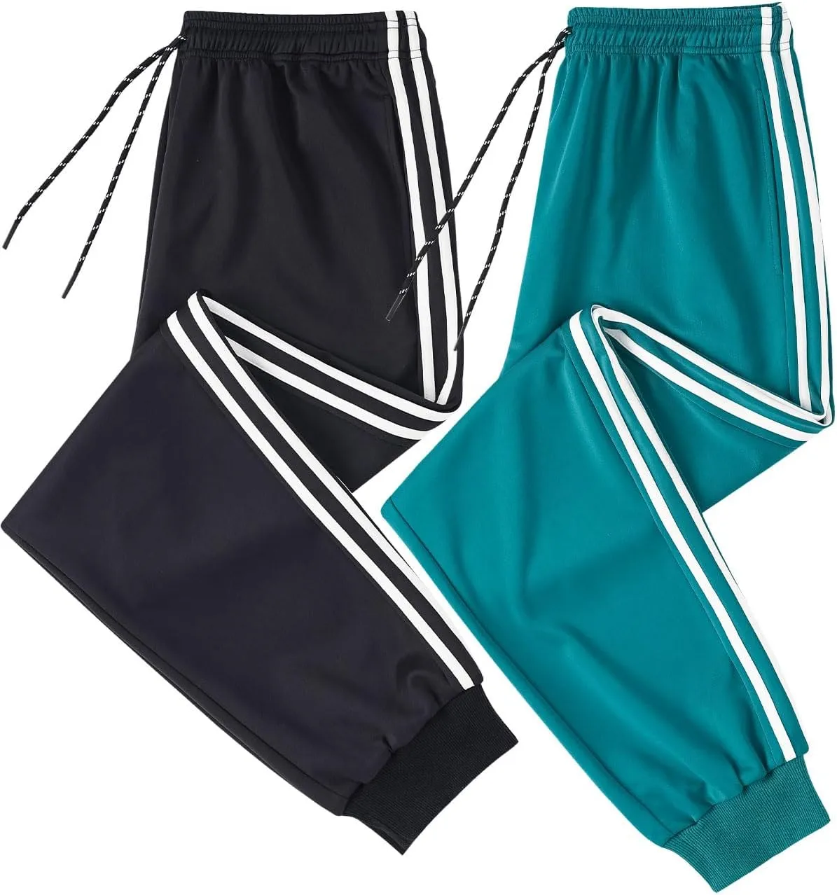 2 Pack Men's Casual Sweatpants Soft Fleece Active Athletic Workout Jogger Pants with Pocket and Drawstring