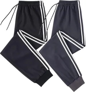 2 Pack Men's Casual Sweatpants Soft Fleece Active Athletic Workout Jogger Pants with Pocket and Drawstring