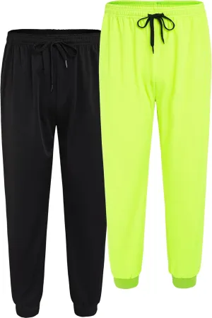 2 Pack Men's Casual Sweatpants Soft Fleece Active Athletic Workout Jogger Pants with Pocket and Drawstring