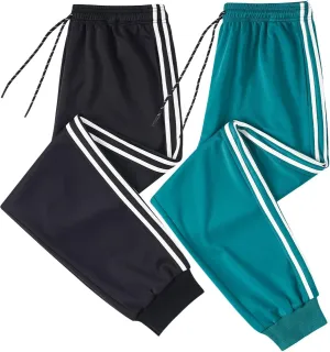 2 Pack Men's Casual Sweatpants Soft Fleece Active Athletic Workout Jogger Pants with Pocket and Drawstring