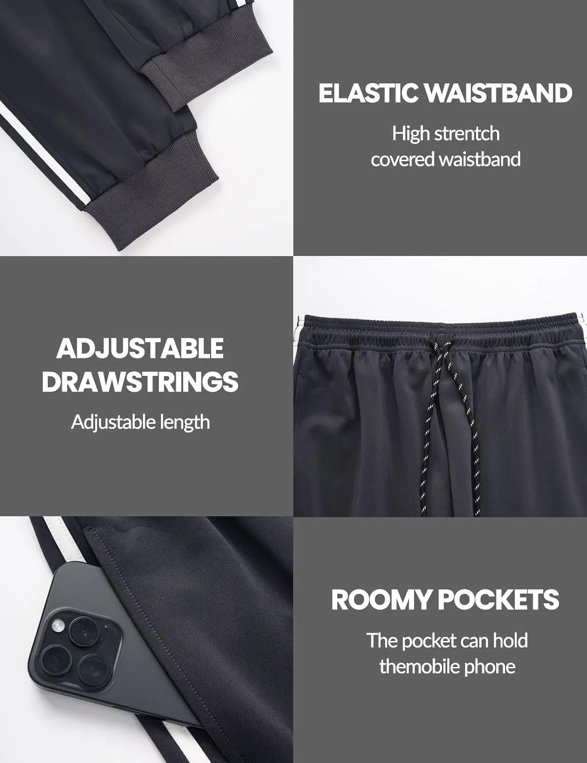 2 Pack Men's Casual Sweatpants Soft Fleece Active Athletic Workout Jogger Pants with Pocket and Drawstring
