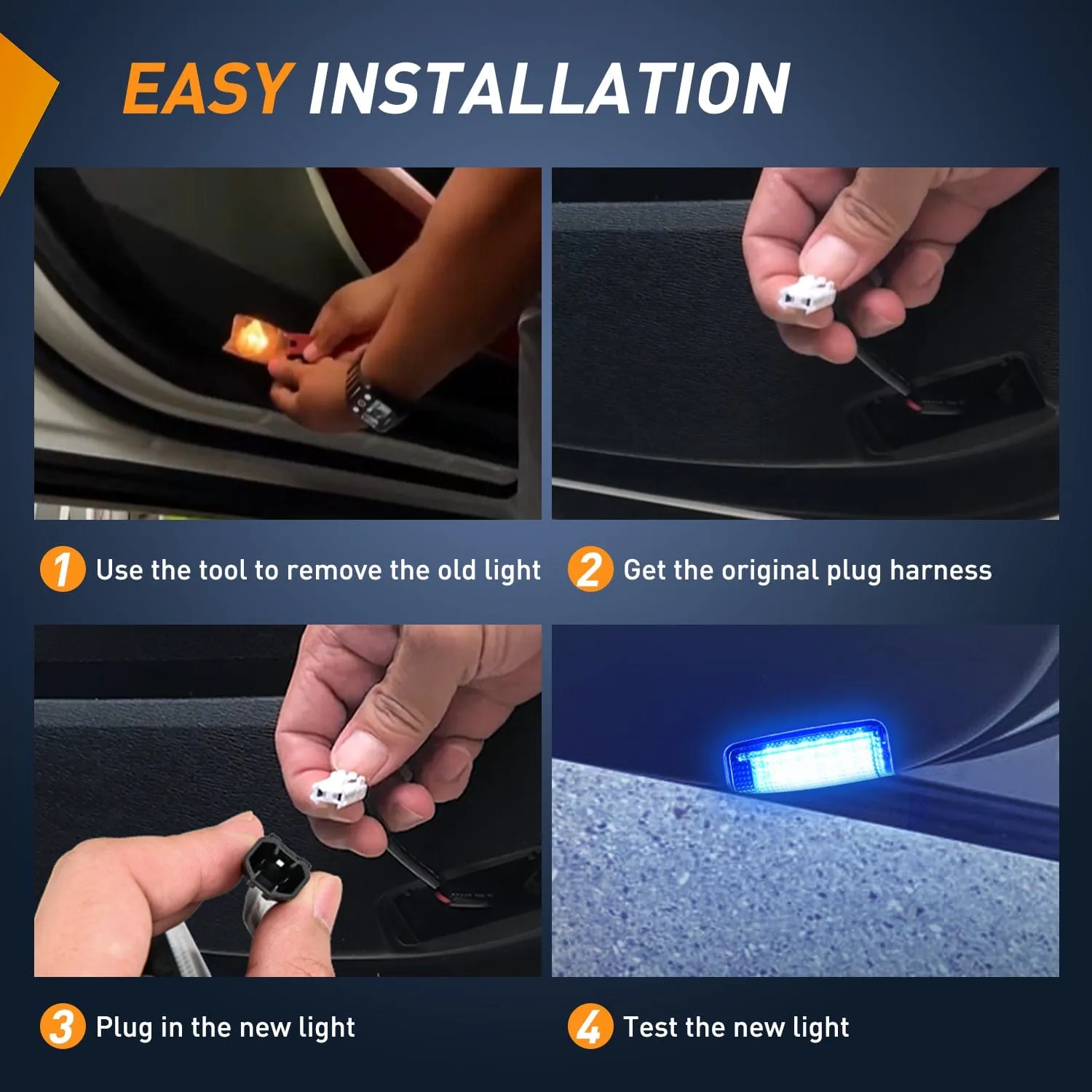 2PCS LED Interior Door Panel Light Courtesy Warning Lights Blue Beam Plug and Play for Toyota Avalon Sienna Venza Camry Prius 4Runner Lexus IS ES GS LS RX GX LX Subaru BRZ