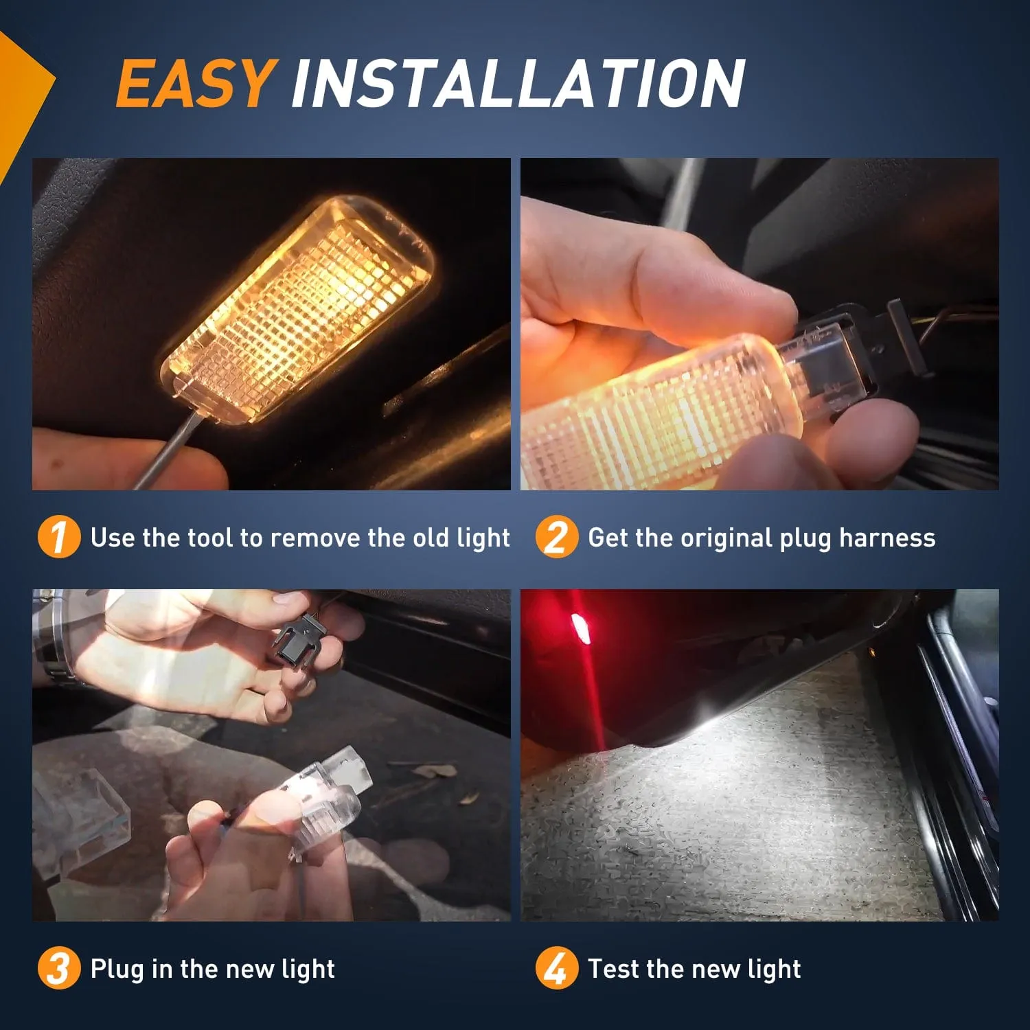 2PCS LED Interior Door Panel Light Courtesy Warning Lights White Beam Plug and Play Compatible with Audi A3 A4 A5 A6 A7 S3 S4 S5 S6 S7 Q5 Q7 TT OEM Replacement CANbus Error Free