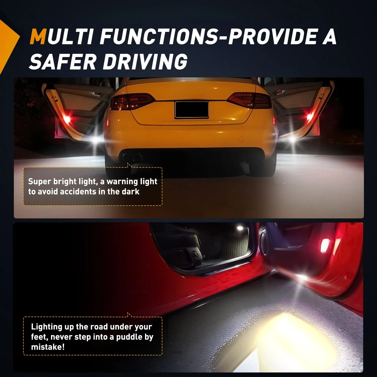 2PCS LED Interior Door Panel Light Courtesy Warning Lights White Beam Plug and Play Compatible with Audi A3 A4 A5 A6 A7 S3 S4 S5 S6 S7 Q5 Q7 TT OEM Replacement CANbus Error Free