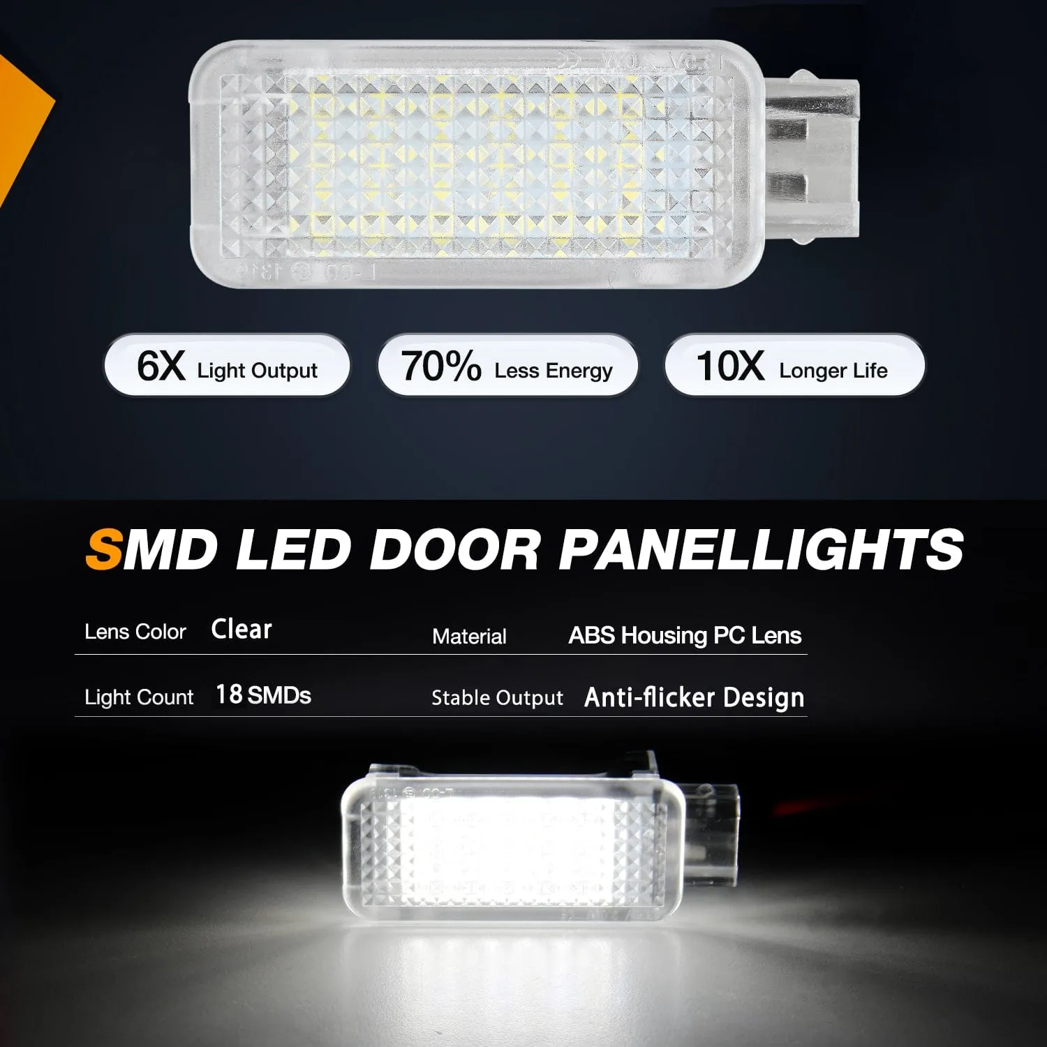 2PCS LED Interior Door Panel Light Courtesy Warning Lights White Beam Plug and Play Compatible with Audi A3 A4 A5 A6 A7 S3 S4 S5 S6 S7 Q5 Q7 TT OEM Replacement CANbus Error Free