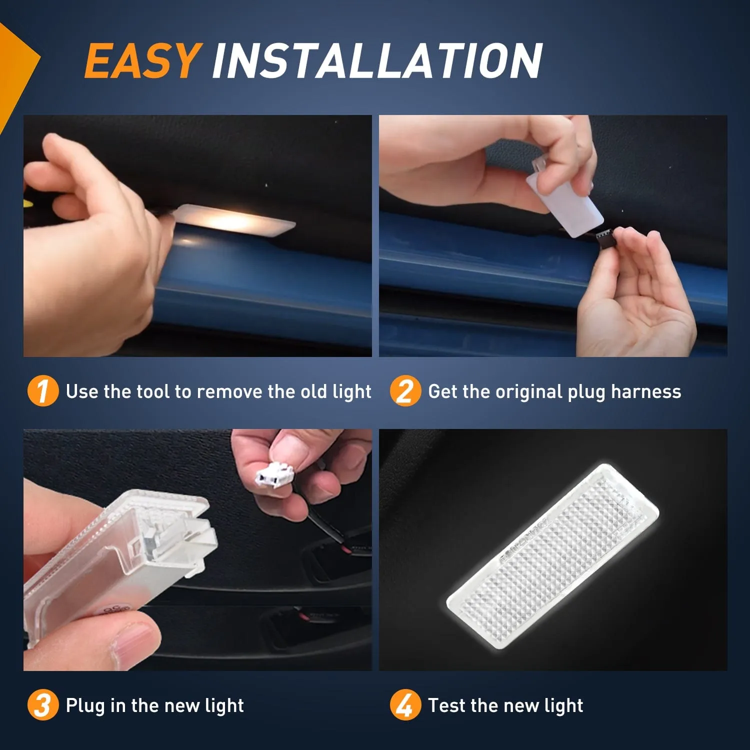 2PCS LED Interior Door Panel Light Courtesy Warning Lights White Beam Plug and Play Compatible with BMW 1 3 5 6 7 Series Z4 X3 X5 X6 E82 E88 E90 F30 E60 F10 E65 E66