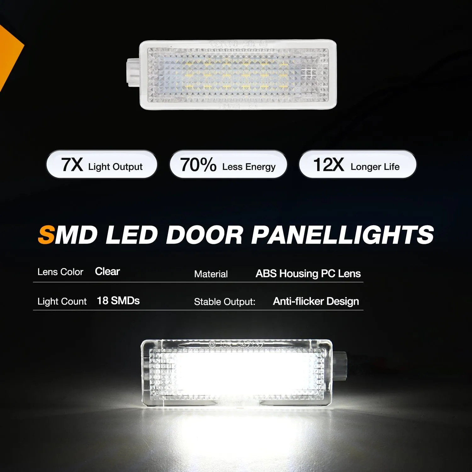 2PCS LED Interior Door Panel Light Courtesy Warning Lights White Beam Plug and Play Compatible with BMW 1 3 5 6 7 Series Z4 X3 X5 X6 E82 E88 E90 F30 E60 F10 E65 E66