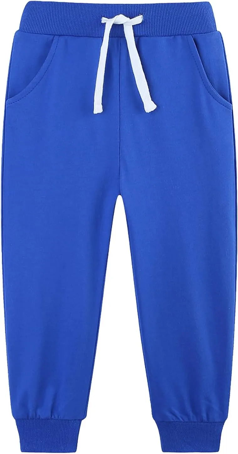 4 Pack Toddler and Kids Boys Sweatpants Joggers Cotton Active Soft Joggers Pants with Functional Drawstring 2-14Y