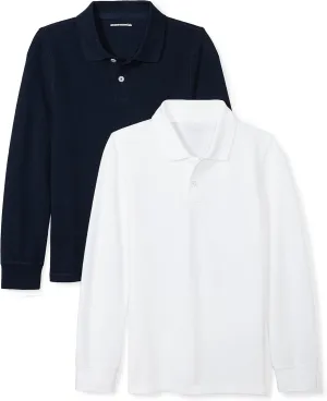 Amazon Essentials Boys and Toddlers' Long-Sleeve Pique Polo Shirts, Multipacks