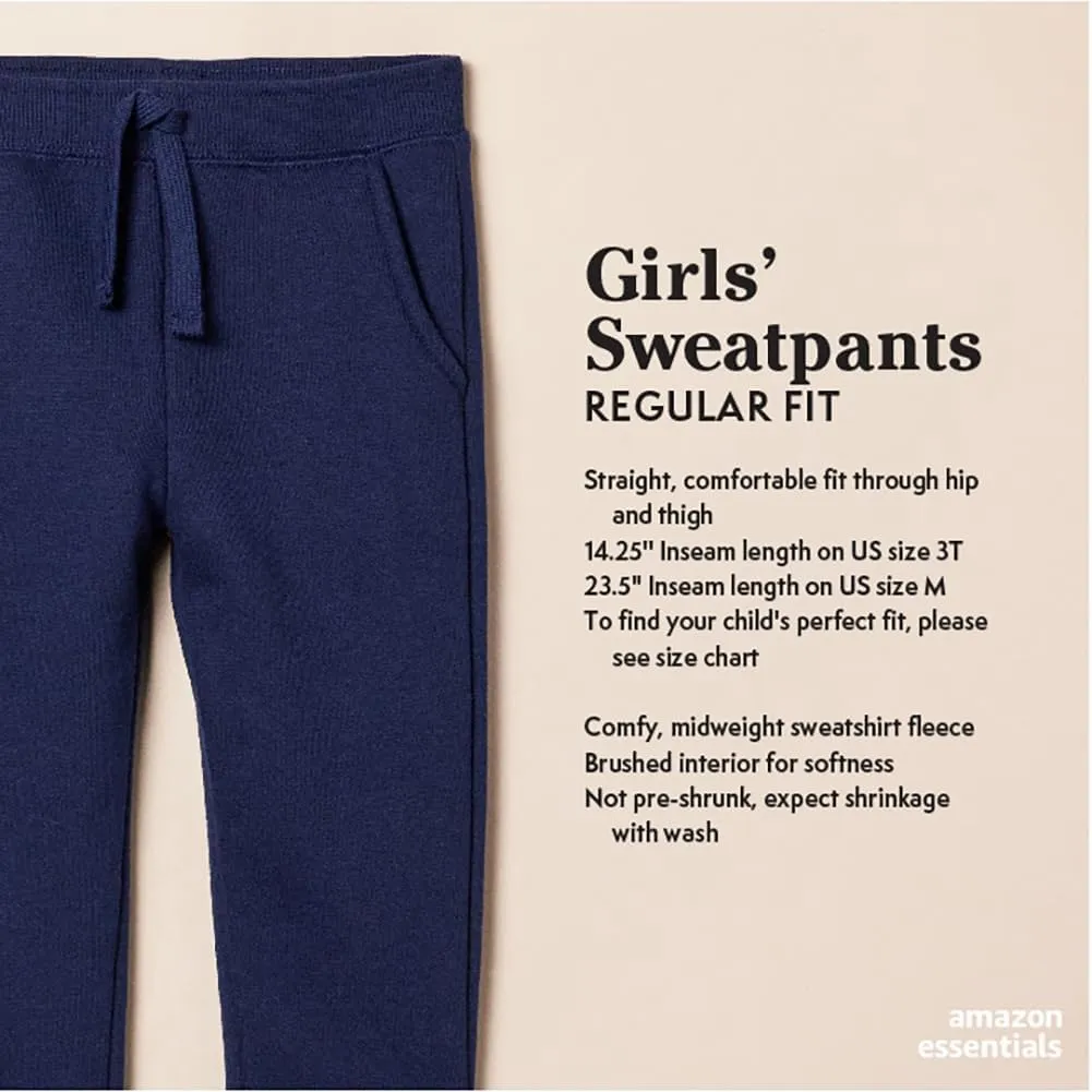 Amazon Essentials Girls and Toddlers' Sweatpants, Multipacks
