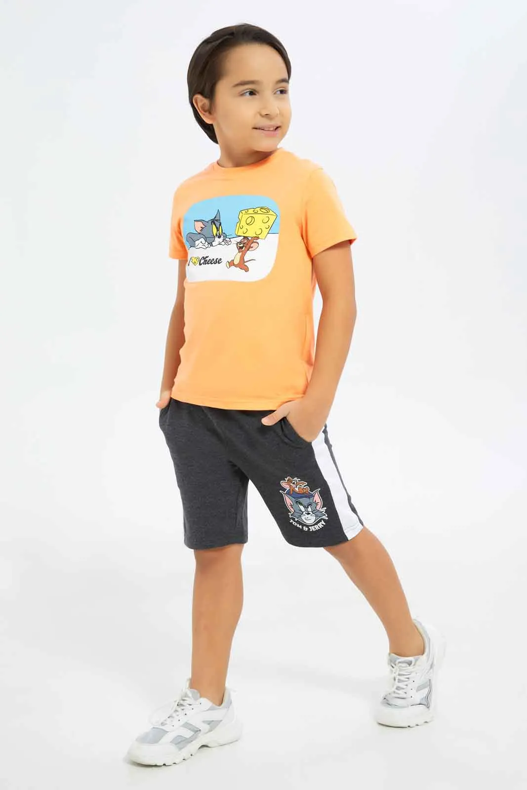 Boys Charcoal Tom And Jerry Shorts
