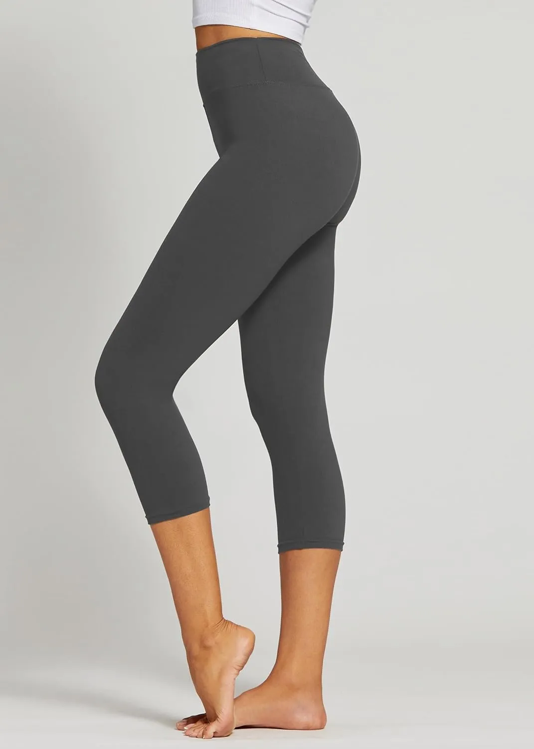 Conceited High Waisted Ultra Soft Leggings for Women - Capri Length and Biker Shorts - Available in Plus Size