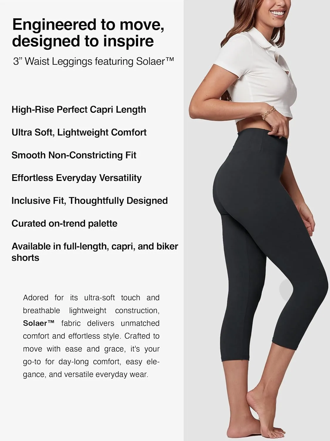 Conceited High Waisted Ultra Soft Leggings for Women - Capri Length and Biker Shorts - Available in Plus Size