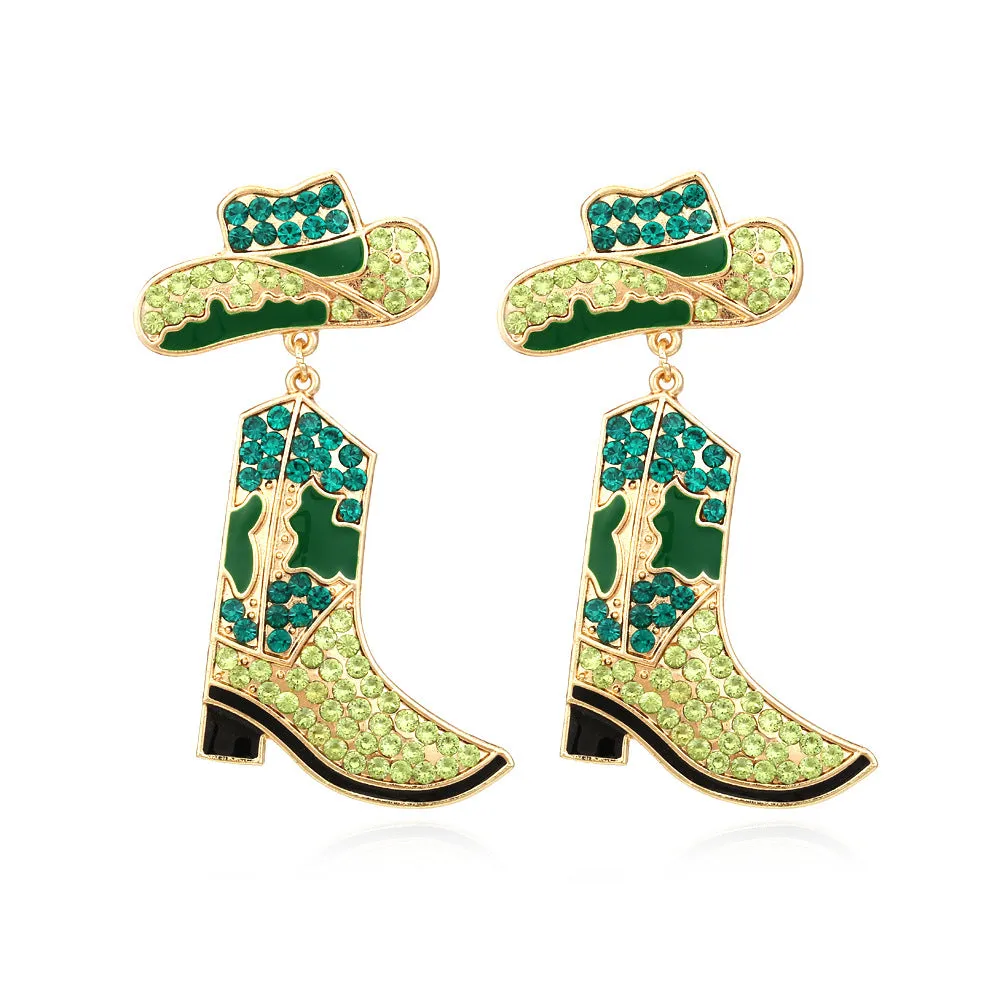 Cowboy Boots And Hat Earbob Earrings