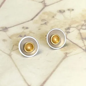 Gold and silver stud earrings