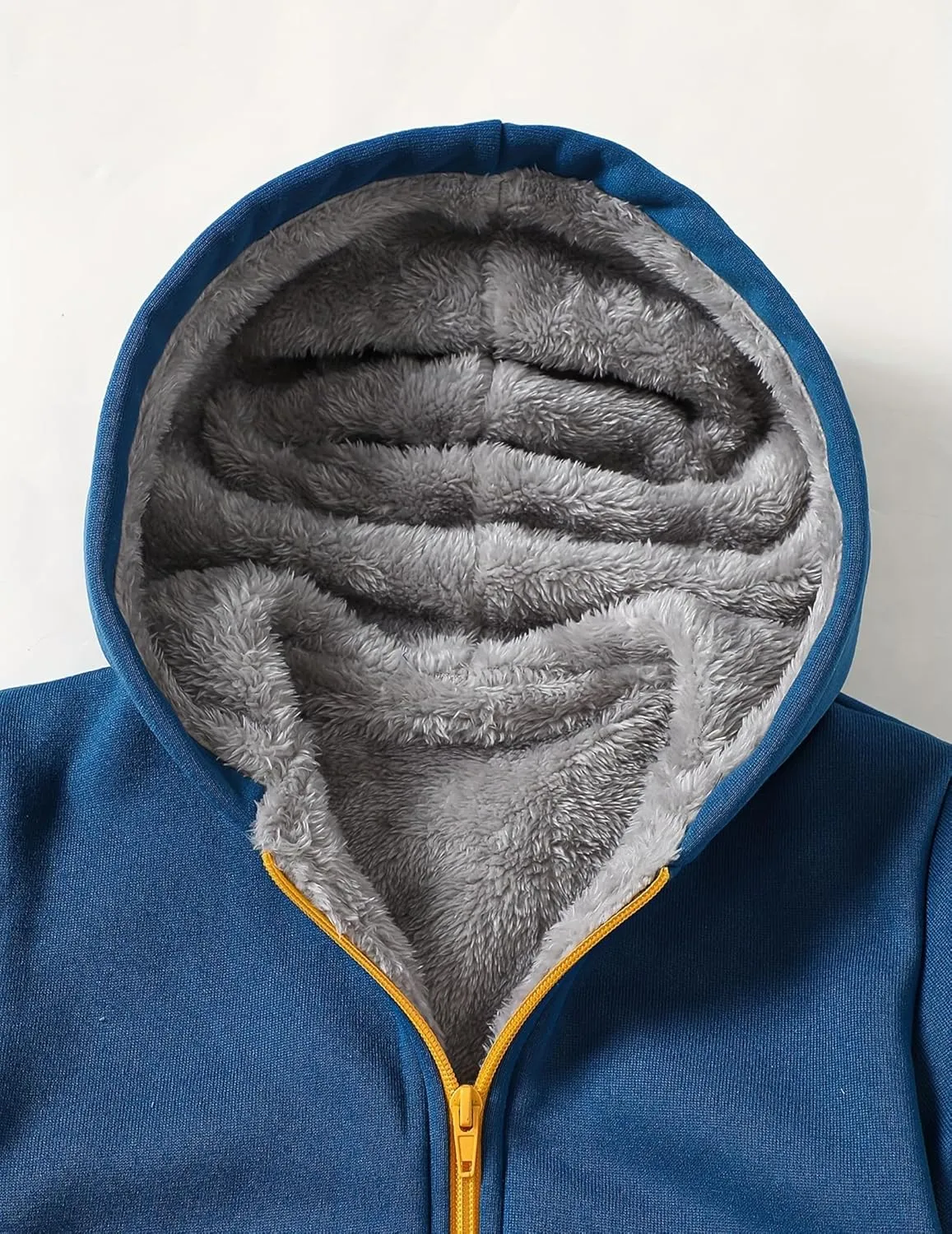 Kids Zip-Up Hooded for Boys Sherpa Lined Jacket Winter Outdoor Sweatshirt Warm Coat 3-14 Years