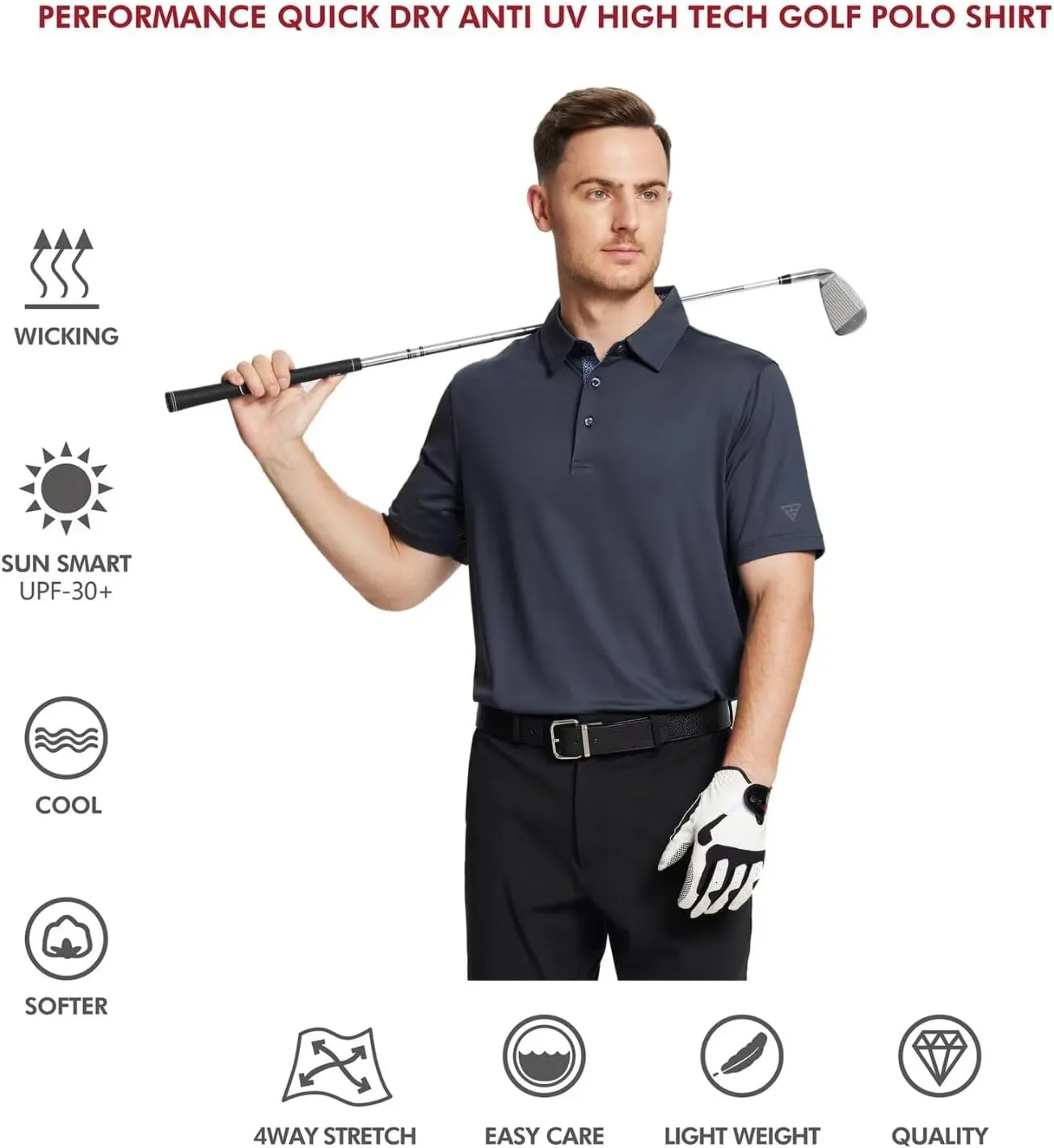 Mens Polo Shirts Short and Long Sleeve Casual Solid Stylish Dry Fit Performance Designed Collared Golf Polo Shirts for Men