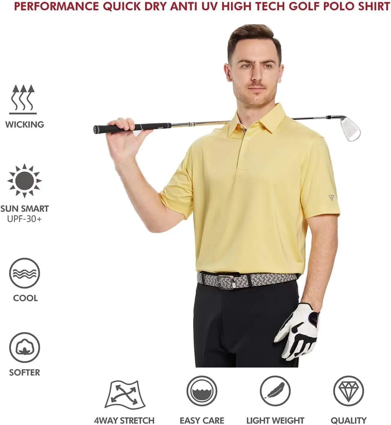 Mens Polo Shirts Short and Long Sleeve Casual Solid Stylish Dry Fit Performance Designed Collared Golf Polo Shirts for Men