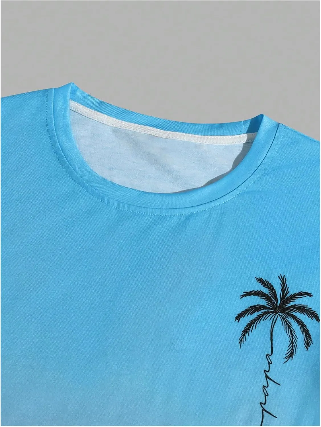 Men's Short Sets 2 Piece Outfits Tropical Graphic Tees and Shorts Sets Beach Vacation Outfits