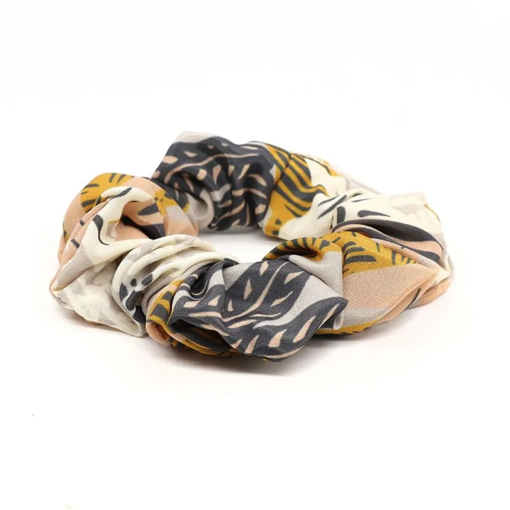 POM Mustard Mix Plain and Printed Scrunchie Duo