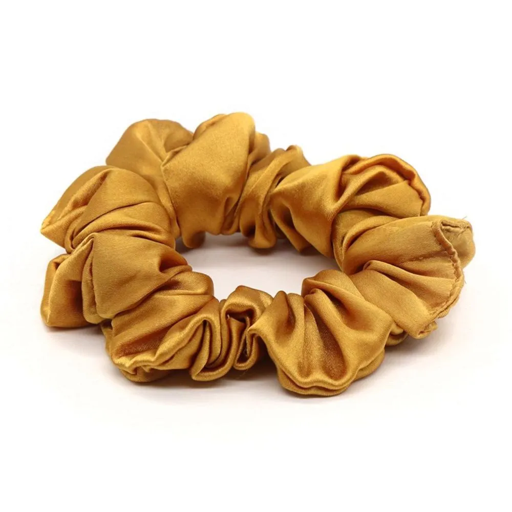 POM Mustard Mix Plain and Printed Scrunchie Duo