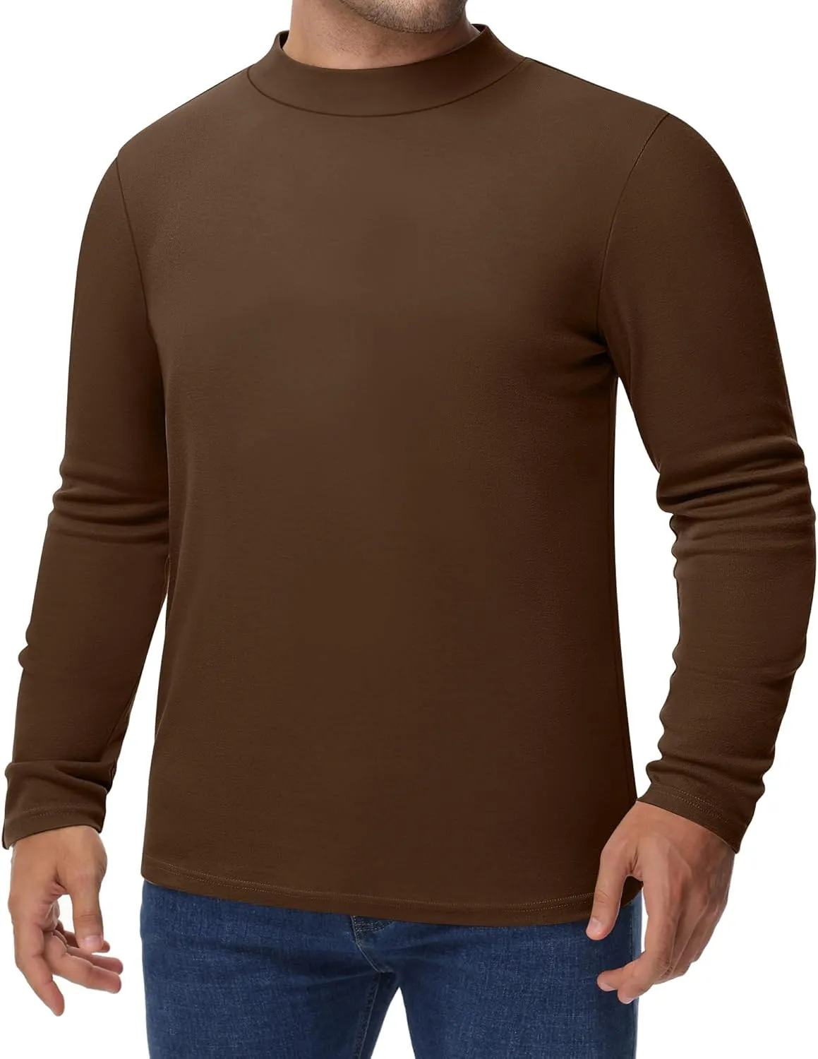 Riyiper 3 Pcs Men's Big and Tall Cotton Shirts Mock Turtleneck Long Sleeve Tops Loose Fit Plus Size Casual Basic Tees