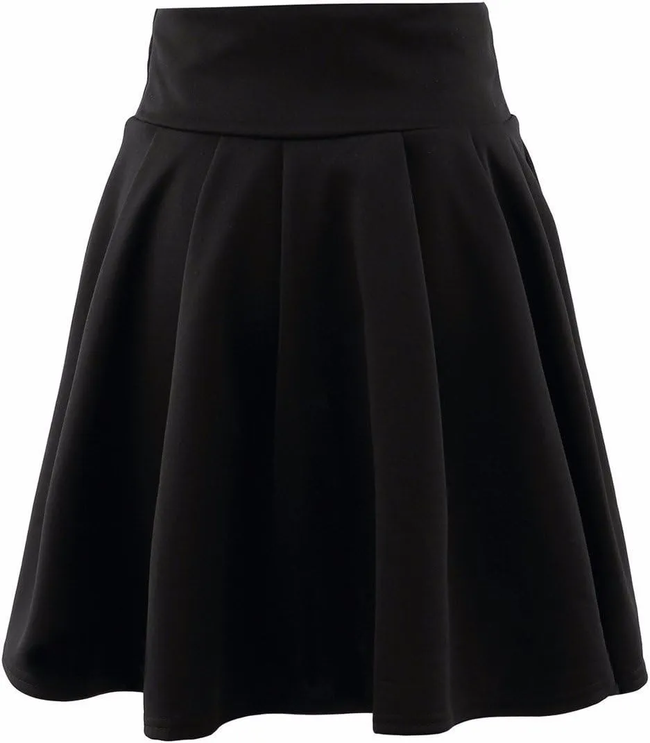 SEMATOMALA Women's Basic Solid Versatile Stretchy Flared Casual Mini Skater Skirt