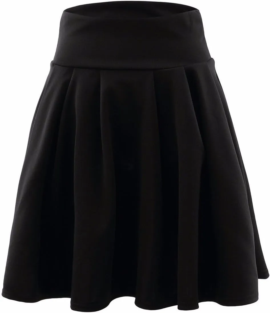 SEMATOMALA Women's Basic Solid Versatile Stretchy Flared Casual Mini Skater Skirt