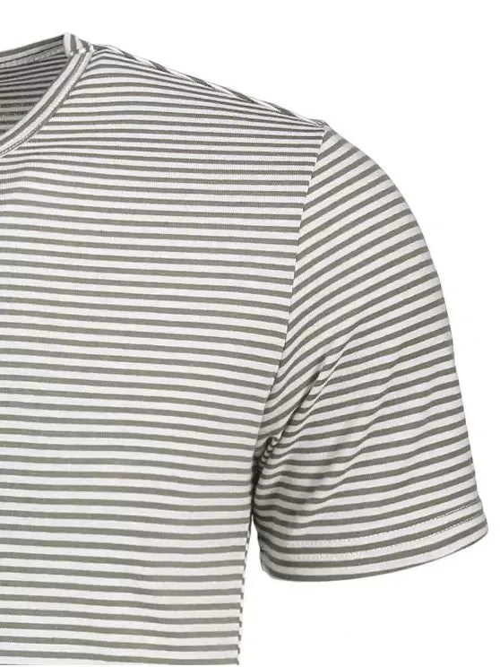 Trendy Mens Striped Crewneck Jersey Tee