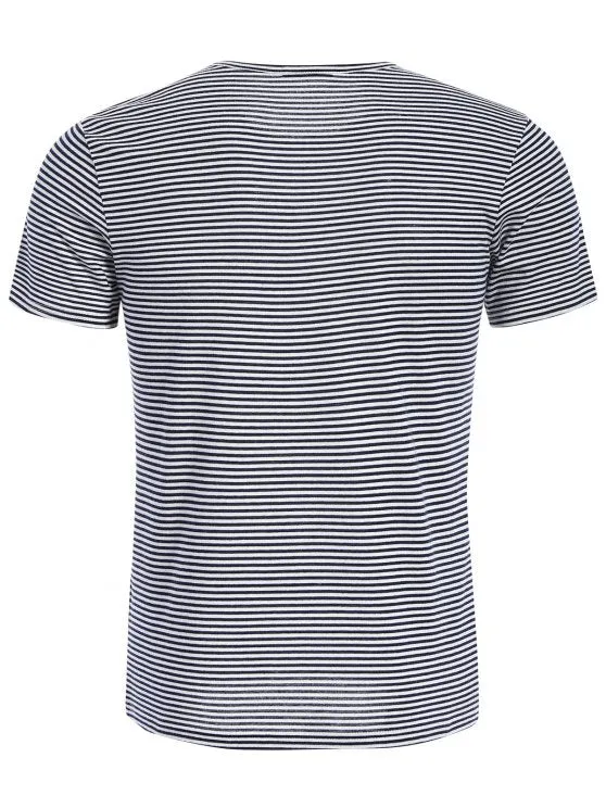 Trendy Mens Striped Crewneck Jersey Tee