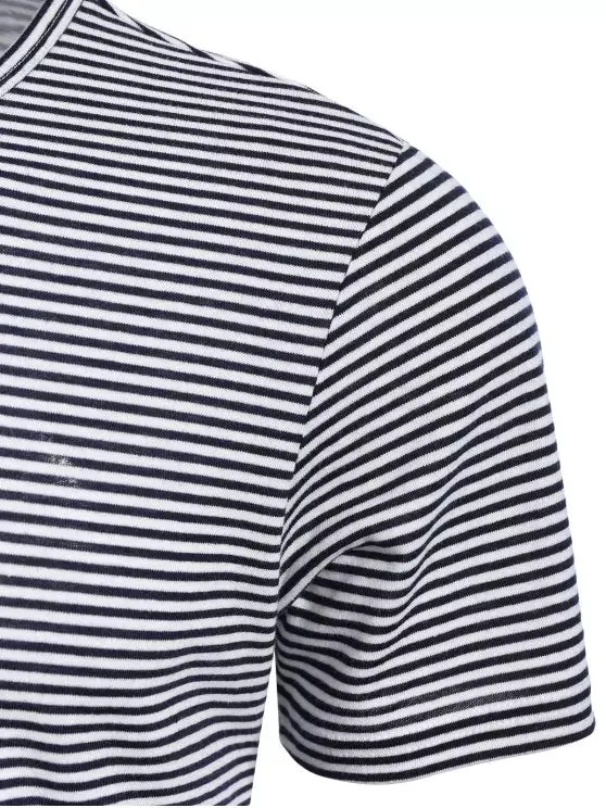 Trendy Mens Striped Crewneck Jersey Tee