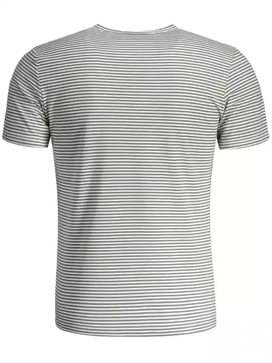 Trendy Mens Striped Crewneck Jersey Tee