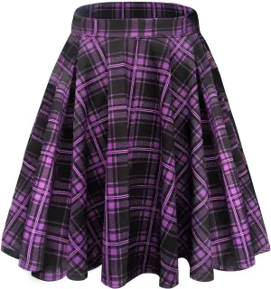 Urban CoCo Women's Basic Midi Skirt Versatile Stretchy Flared Casual High Waisted Skirt