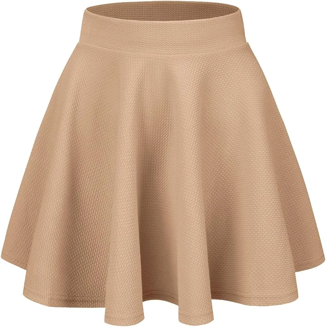 Women's Casual Stretch Waist Versatile Flared Mini Skater Skirt