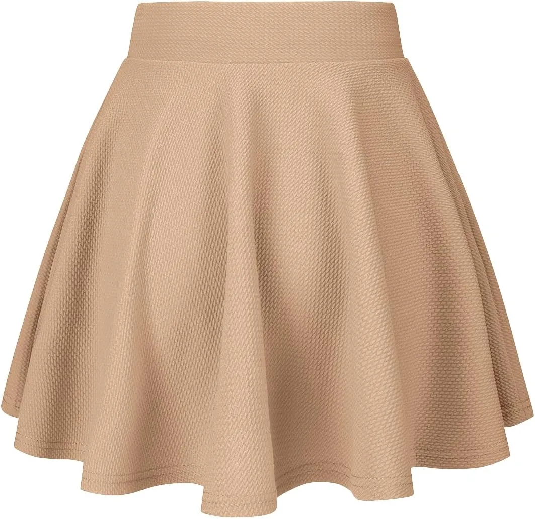 Women's Casual Stretch Waist Versatile Flared Mini Skater Skirt