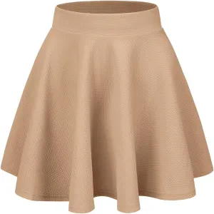 Women's Casual Stretch Waist Versatile Flared Mini Skater Skirt