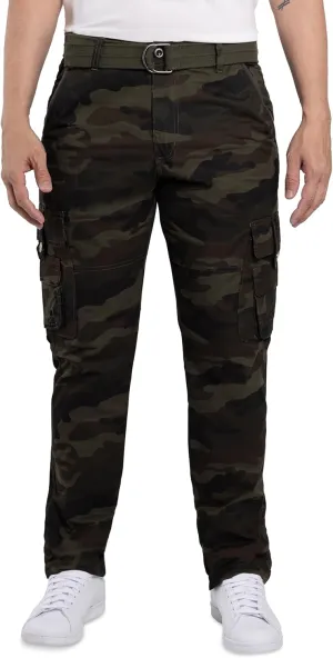 X RAY Mens Cargo Pants, Soft Cotton W/Deep Pockets & Belt Cargo Pants for Men Work and Travel