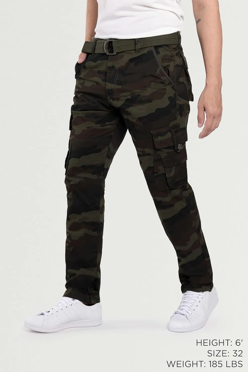 X RAY Mens Cargo Pants, Soft Cotton W/Deep Pockets & Belt Cargo Pants for Men Work and Travel